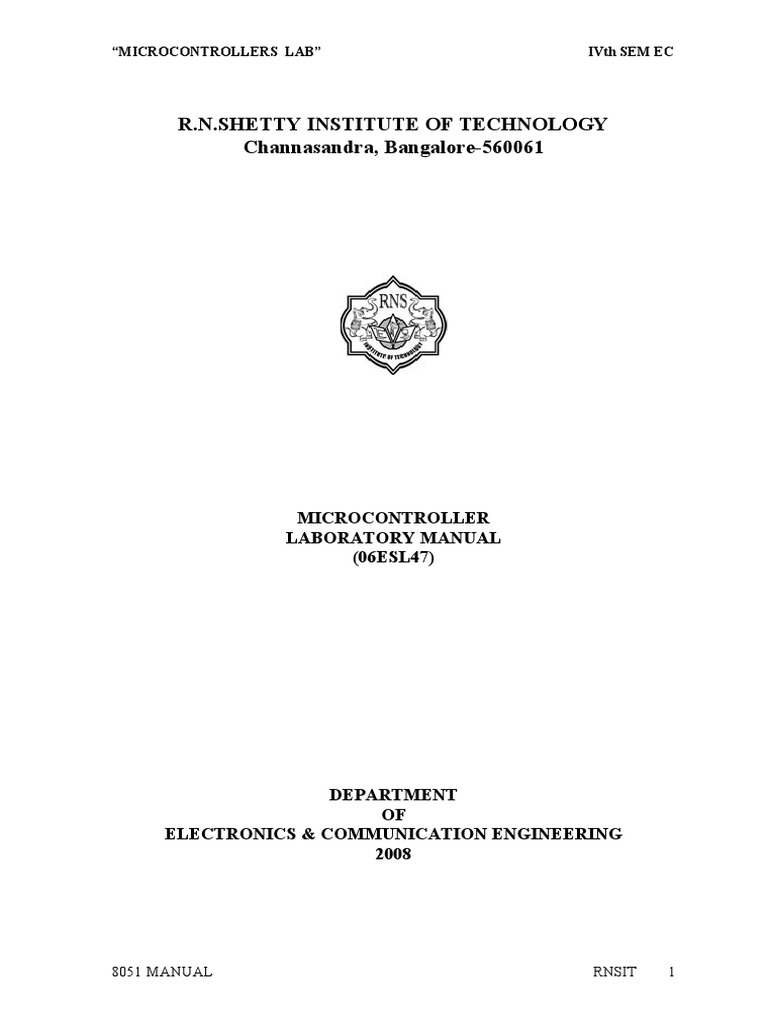 Vtu Microcontroller Lab Manual PDF PDF