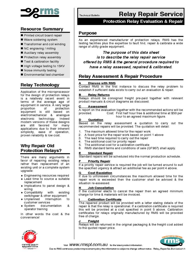 Relay Repair PDF | PDF