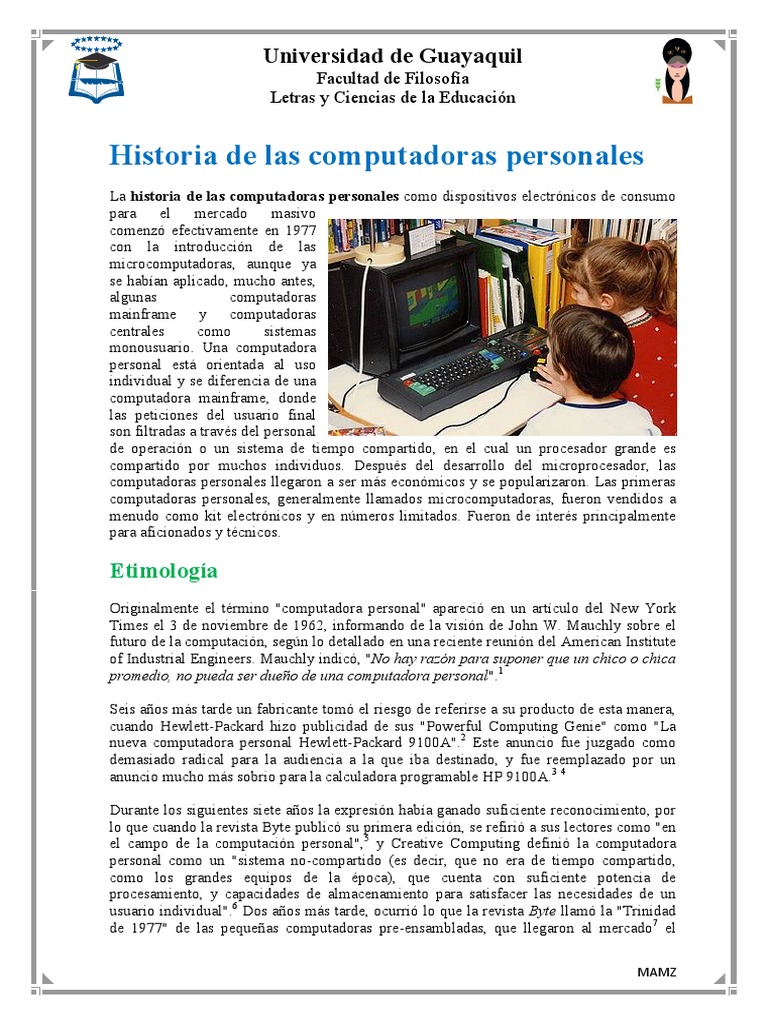 Historia de Las Computadoras Personales PDF | PDF | Compatibles con PC ...