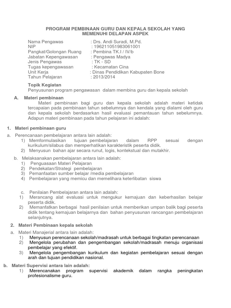 Program Pembinaan Guru Dan Kepala Sekolah Yang Docx
