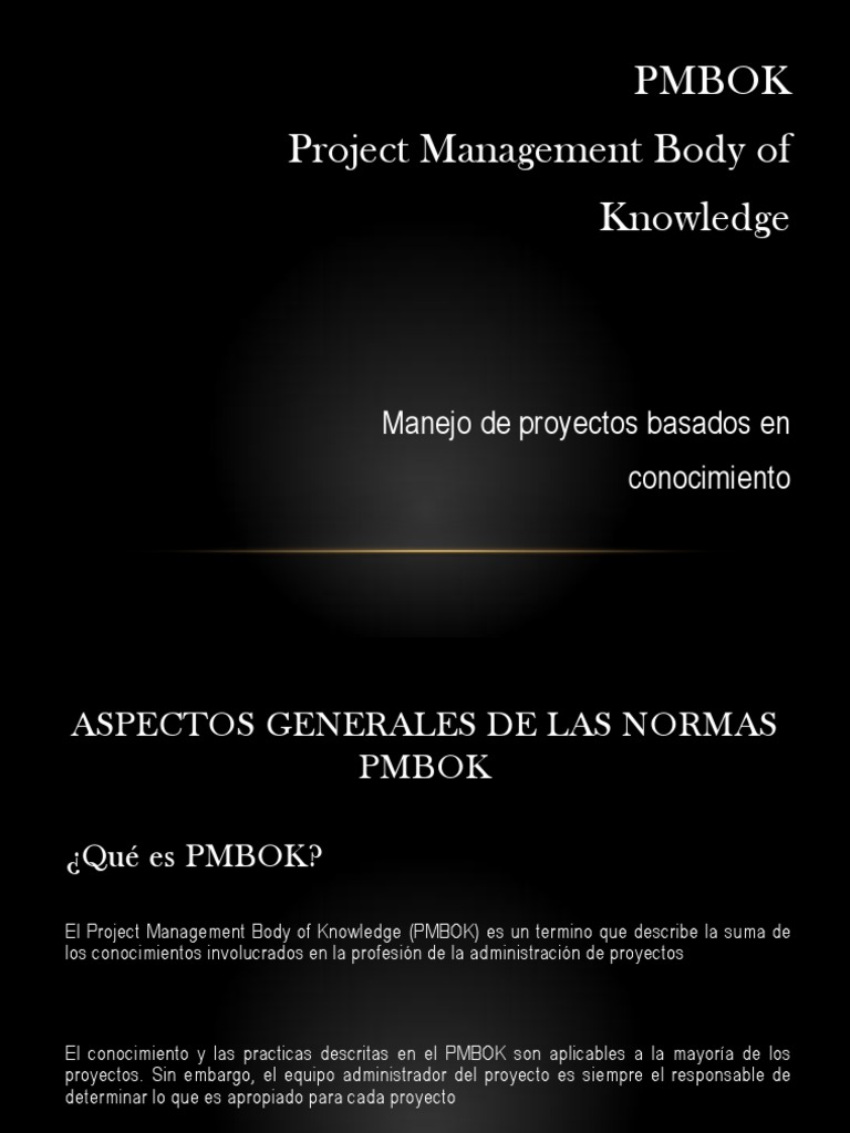 ¿Qué es el PMBOK en gestión de proyectos? | PDF | Gestión de proyectos ...