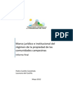 DEL CASTILLO, Laureano. Marco Jurídico e Institucional Del Regímen de Propriedad de Las Comunidades Campesinas PDF