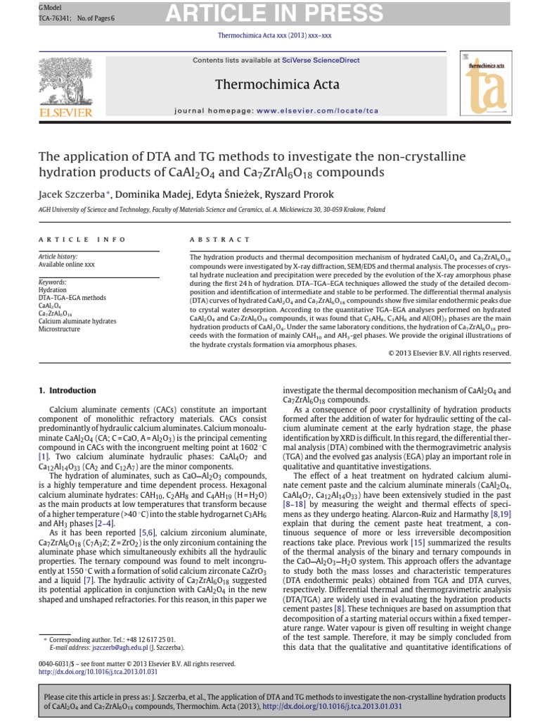 Thermochimica Acta PDF Descargar gratis PDF Thermogravimetric