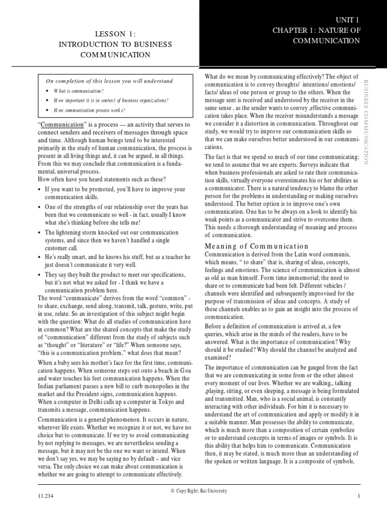 Lesson 1 Introduction To Business Communication | PDF | Nonverbal ...