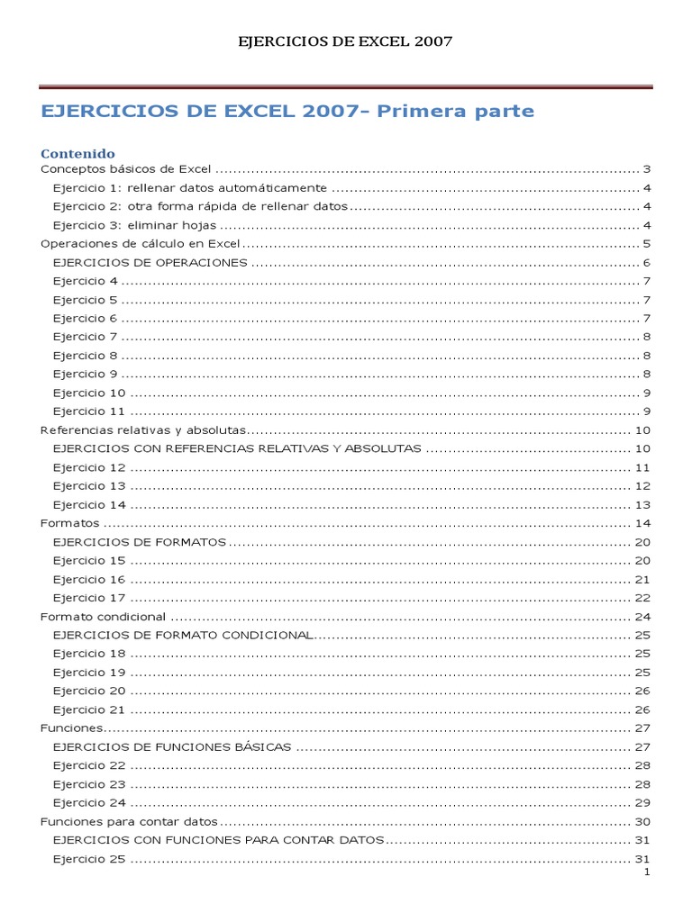 Ejercicios Prácticos de Excel 2007 | PDF | Hoja de cálculo | Microsoft ...