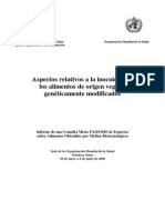 Aspectos Relativos A La Inocuidad de Los Alimentos de Origen Vegetal Genéticamente Modificados