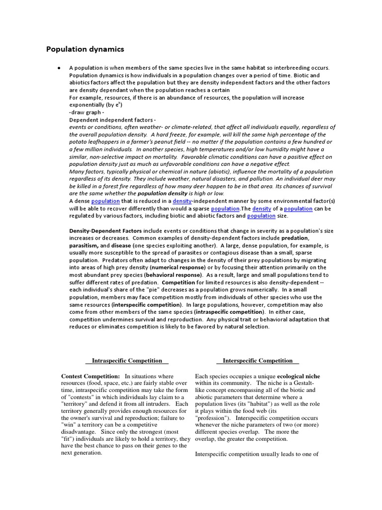 Understanding Population Dynamics Factors | PDF | Ecological Niche ...