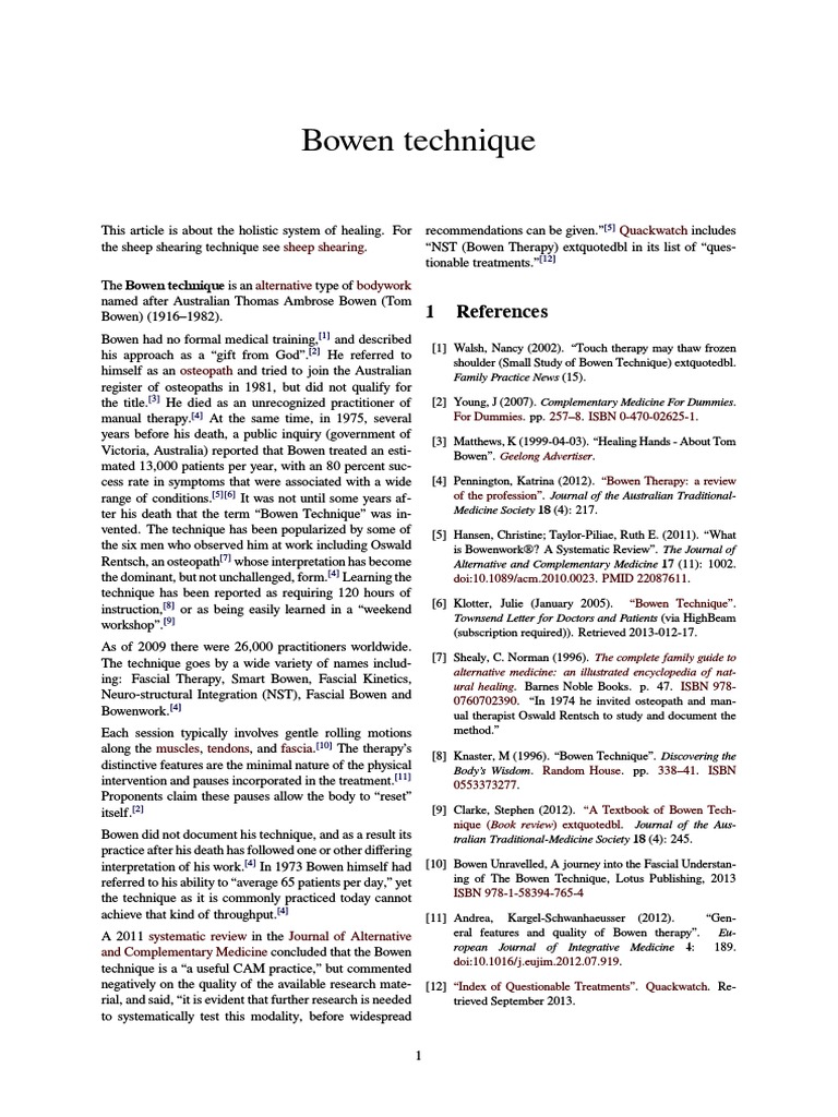 Bowen Technique PDF Rehabilitation Medicine Health Movements