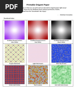  Printable Origami Paper Index