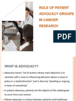 Role of Patient Advocacy Groups in Cancer Research