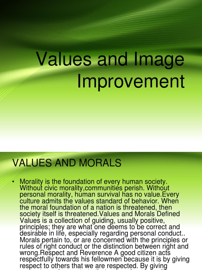 Values and Self-Image Improvement | PDF | Value (Ethics) | Idealism