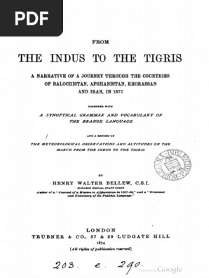 From The Indus To The Tigris 1874 By H W Bellew Drainage Basin Afghanistan