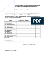 Solicitud de Inscripcion de Candidatos para El Consejo Directivo de La Asociacion de Comerciantes Del Mercado Santa Clara