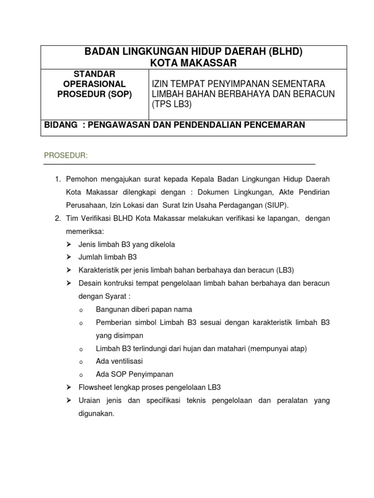 Sop Limbah B3