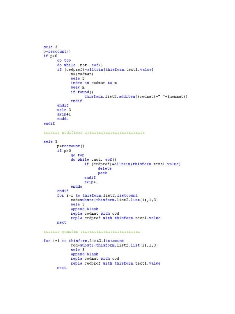 Visual FoxPro Record Management Script | PDF