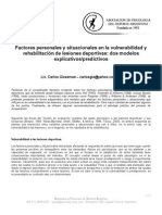Factores Personales y Situacionales en La Vulnerabilidad y Rehabilitacion de Lesiones Deportivas PDF