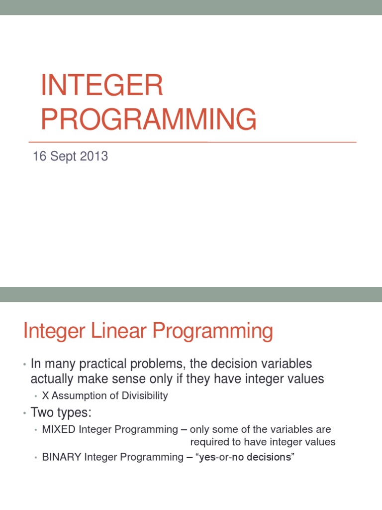 Integer Programming | PDF | Linear Programming | Applied Mathematics