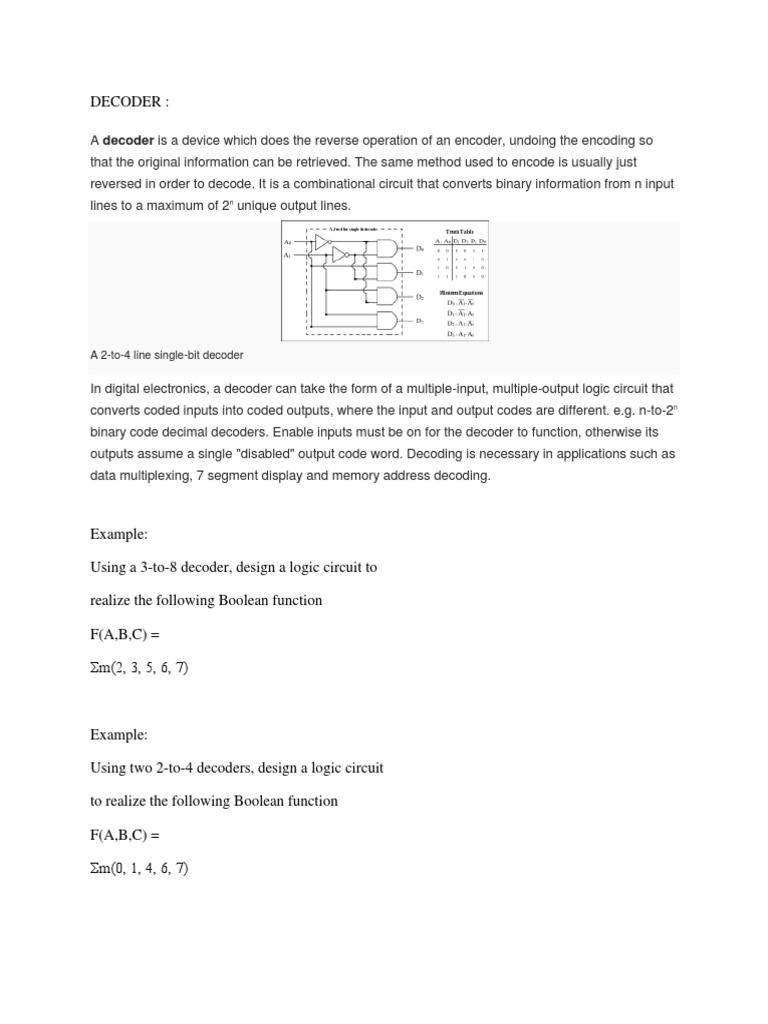 Decoder | PDF | Computer Engineering | Electronic Engineering