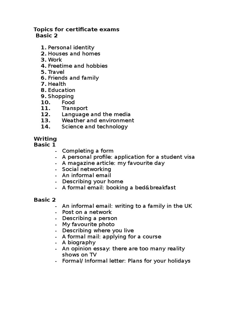 Certificate Exam Topics Overview | PDF | Wellness
