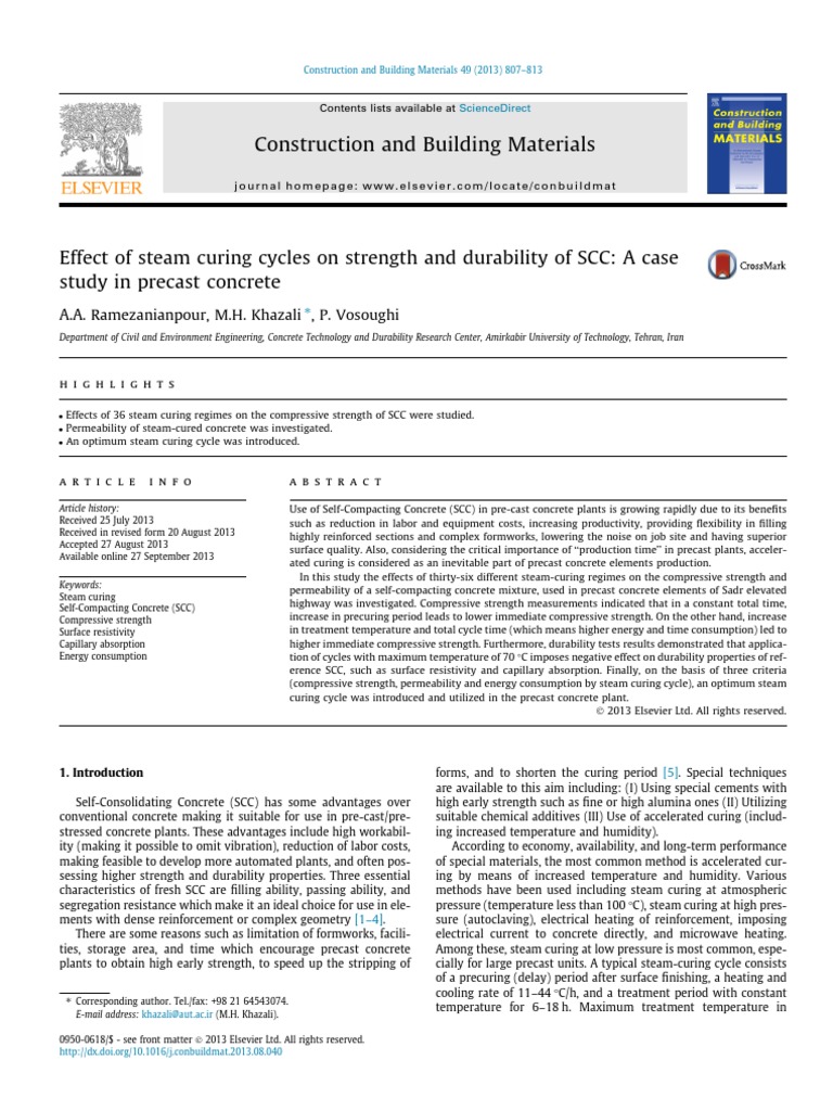 Steam Curing Effects on SCC Durability | PDF | Precast Concrete | Concrete