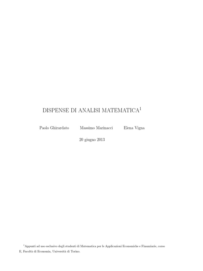 Dispense del corso di Analisi Matematica 1