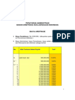 Biaya Arbitrase Baki Indonesia