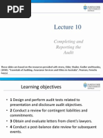 Lecture 10 Audit Finalisation