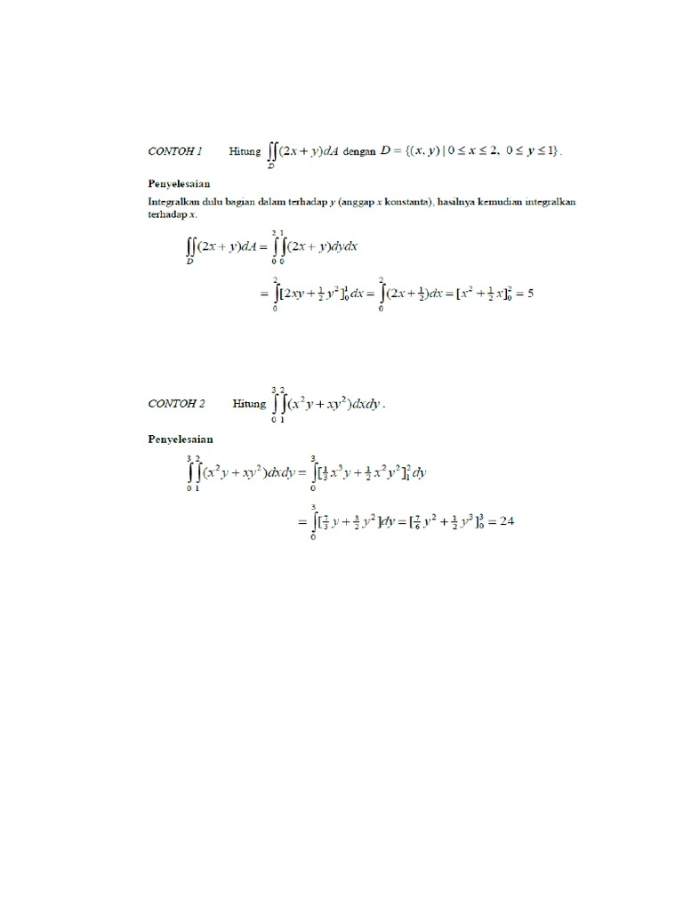 Soal Dan Pembahasan Integral Lipat Dua