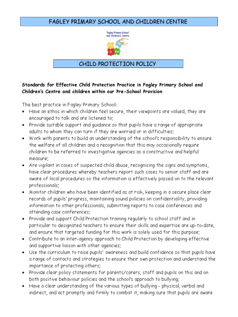 Child Protection at Fagley School | PDF | Violence