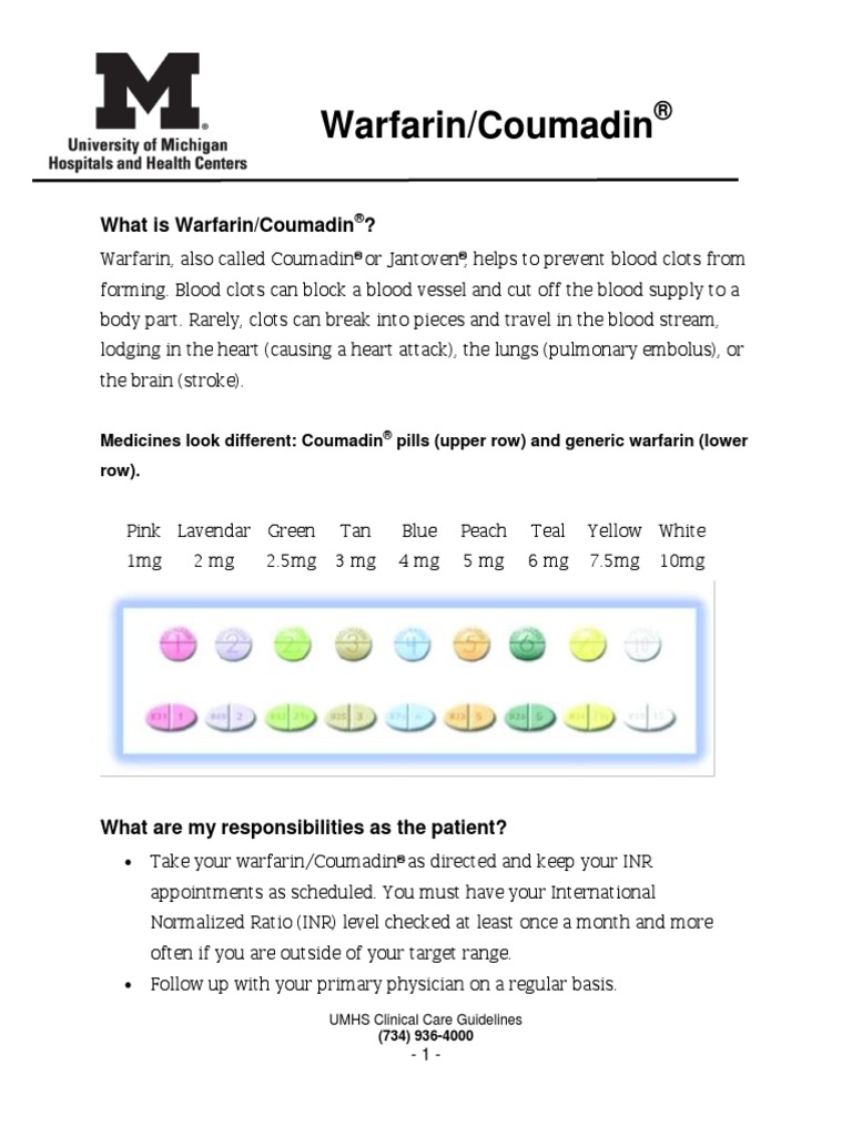 Warfarin Coumadin | PDF | Wellness | Science & Mathematics