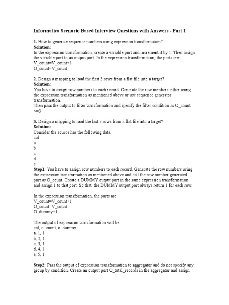 Informatica scenario based interview questions with answers part 1