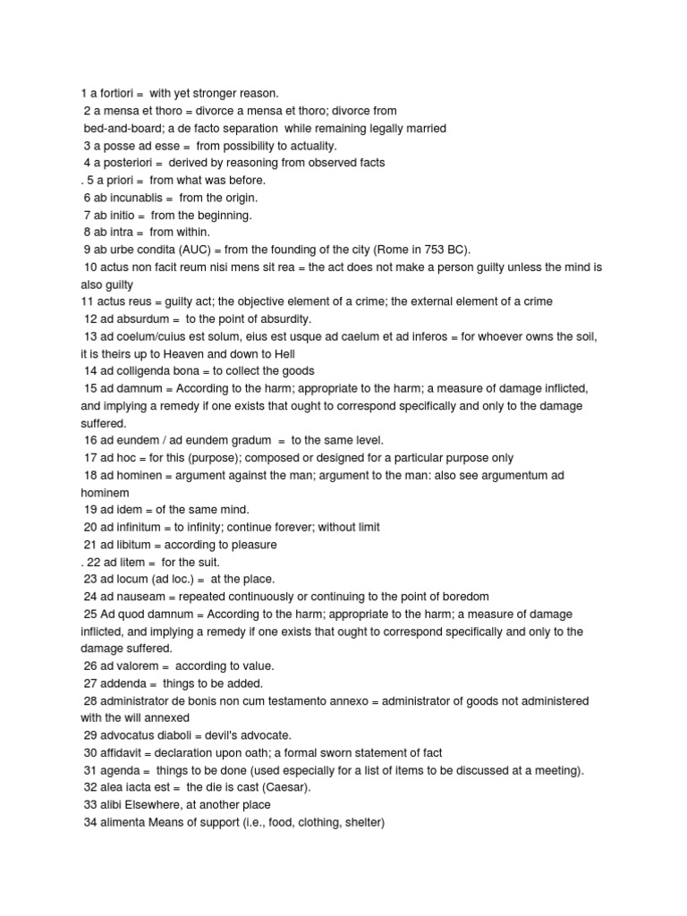 List of Foreign Words PDF Fiduciary Obiter Dictum