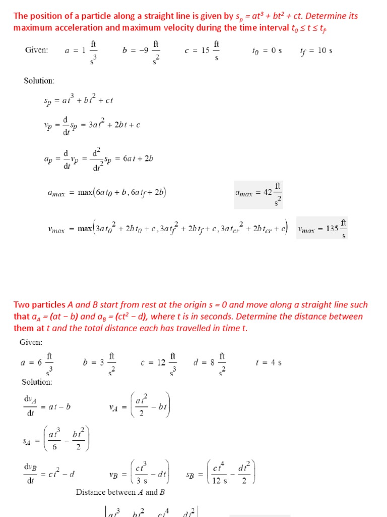 Particle Motion and Acceleration Analysis | PDF | Acceleration | Speed