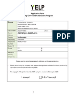 Application Form Young Environmental Leaders Program: I Accept. I Don't Accept