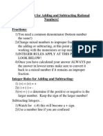 Rules Checklist For Adding and Subtracting Rational Numbers