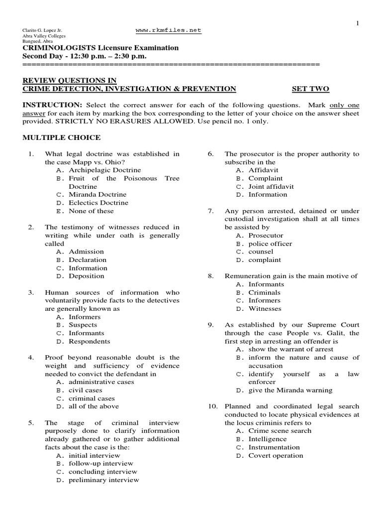 CDI Pratice Test Set TWO | PDF | Evidence | Traffic