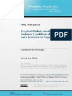 Perez - Empleabilidad, Motivación Por Trabajar y Politicas de Empleo para Jovenes PDF