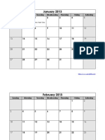 January-December 2013 Monthly Calendar with Holidays