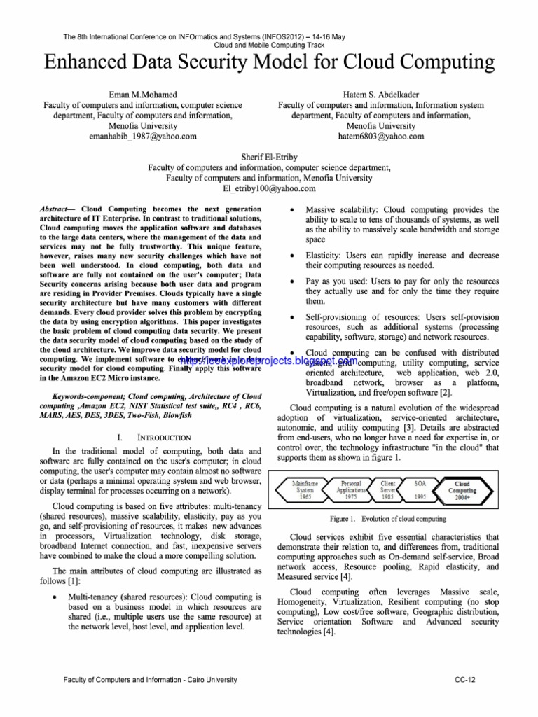 Enhanced Data Security in Cloud Computing | PDF | Software As A Service ...