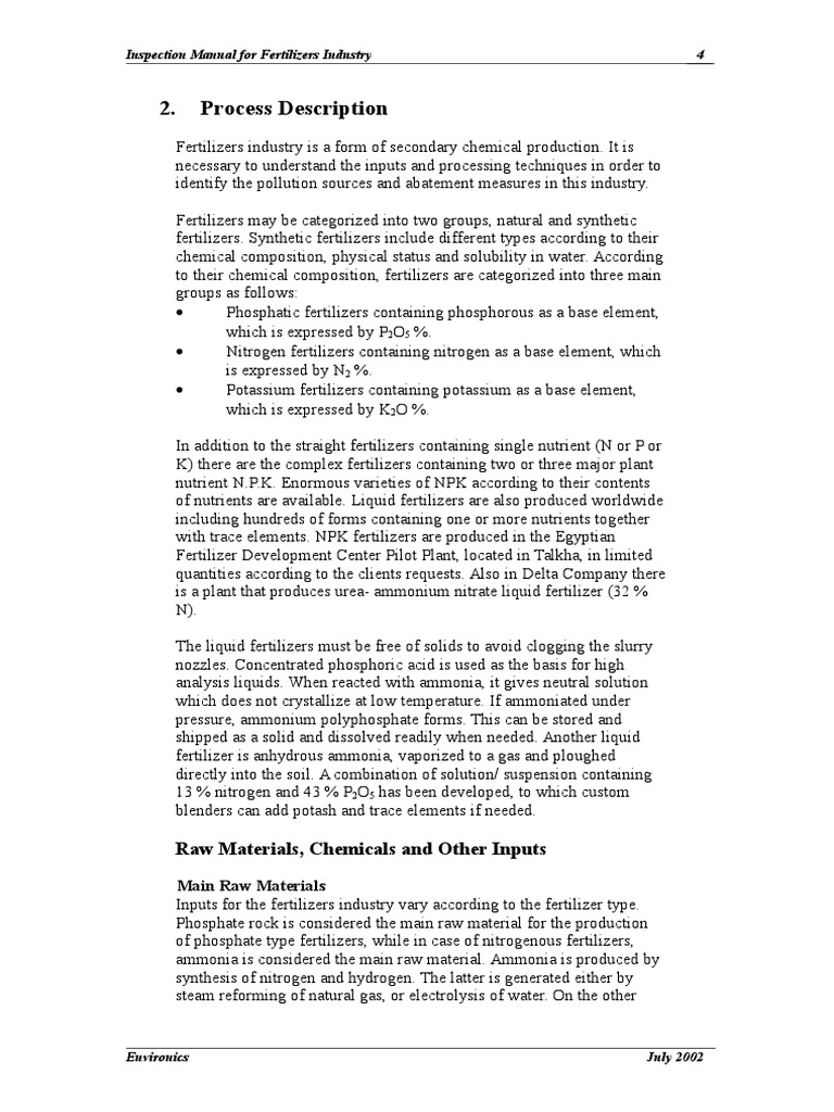 Fertilizers Industry Inspection Manual | PDF | Fertilizer | Ammonia