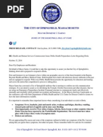 Ebola Public Health Preparedness Letter Issued Oct. 15, 2014 by The City of Springfield, Mass.