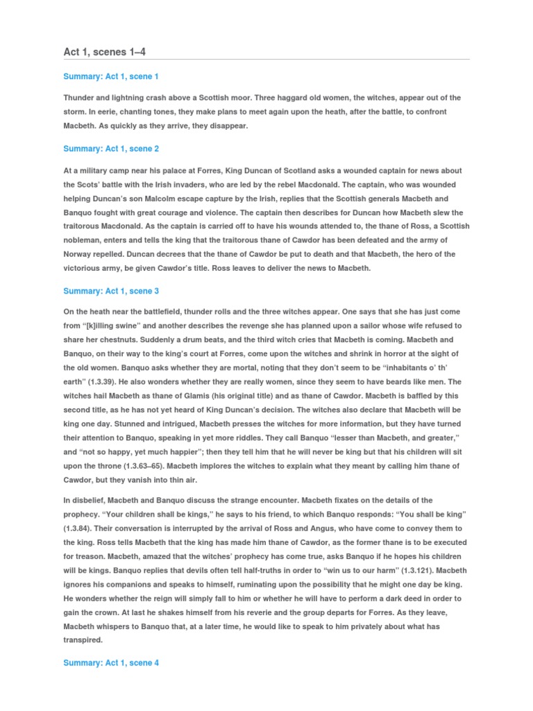 Act 1, Scenes 1–4 | Macbeth | William Shakespeare
