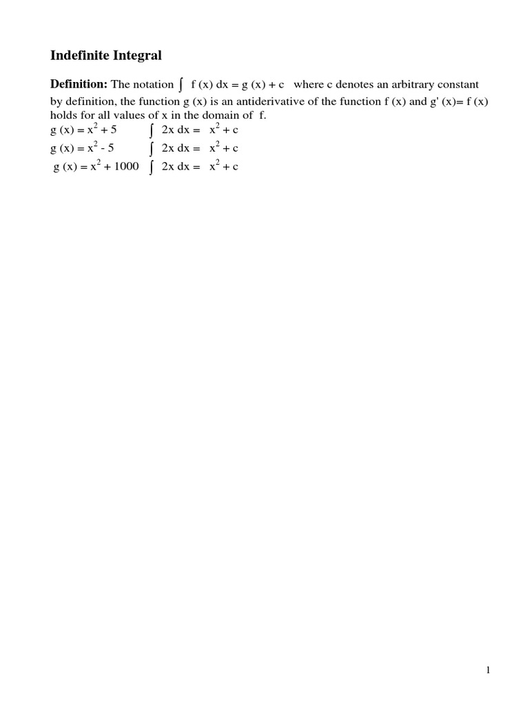 Indefinite Integration Techniques and Formulas | PDF