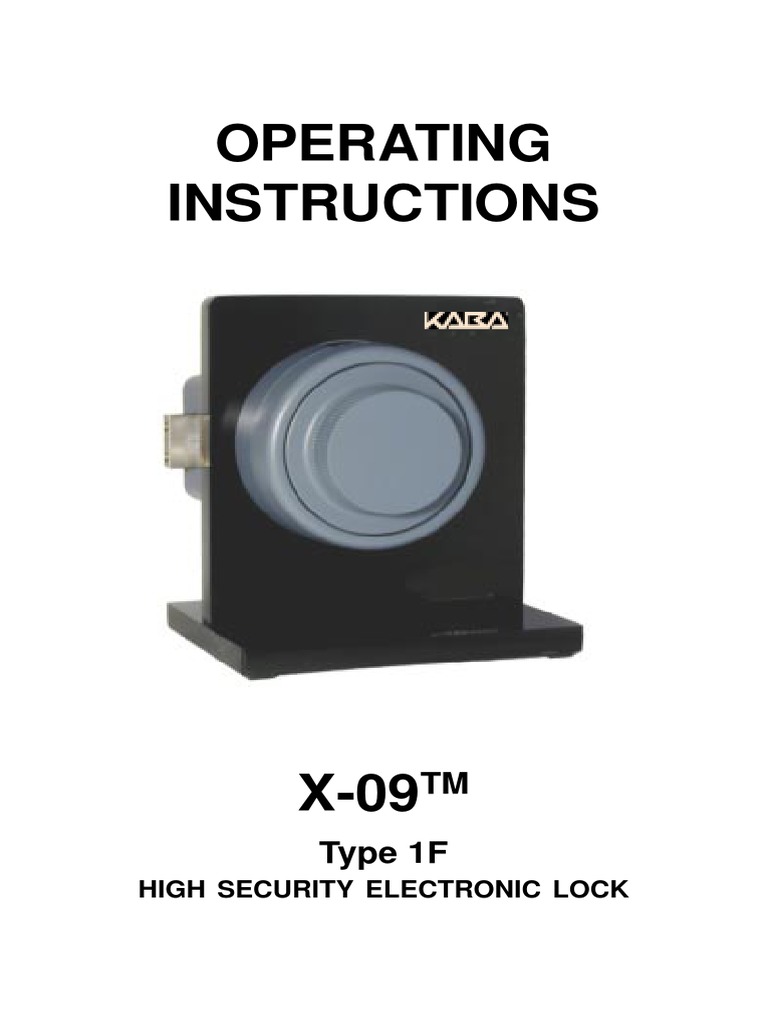 X09 Type 1F (High Security Electronic Lock) Operating Ins Lock