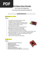 3D Printer Partslist Pricelist