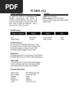 Download Waris Ali CV by Waris SN24313768 doc pdf