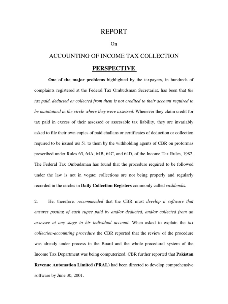 Income Tax Collection Accounting Report | PDF | Withholding Tax | Payments
