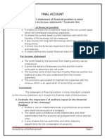 Final Account: Important Than Its Income Statement." Evaluate This