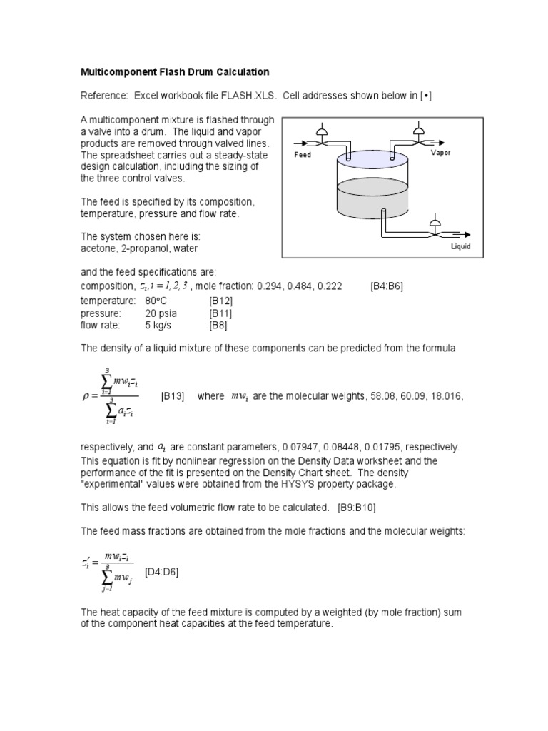 Flash Drum Principle Calculation PDF