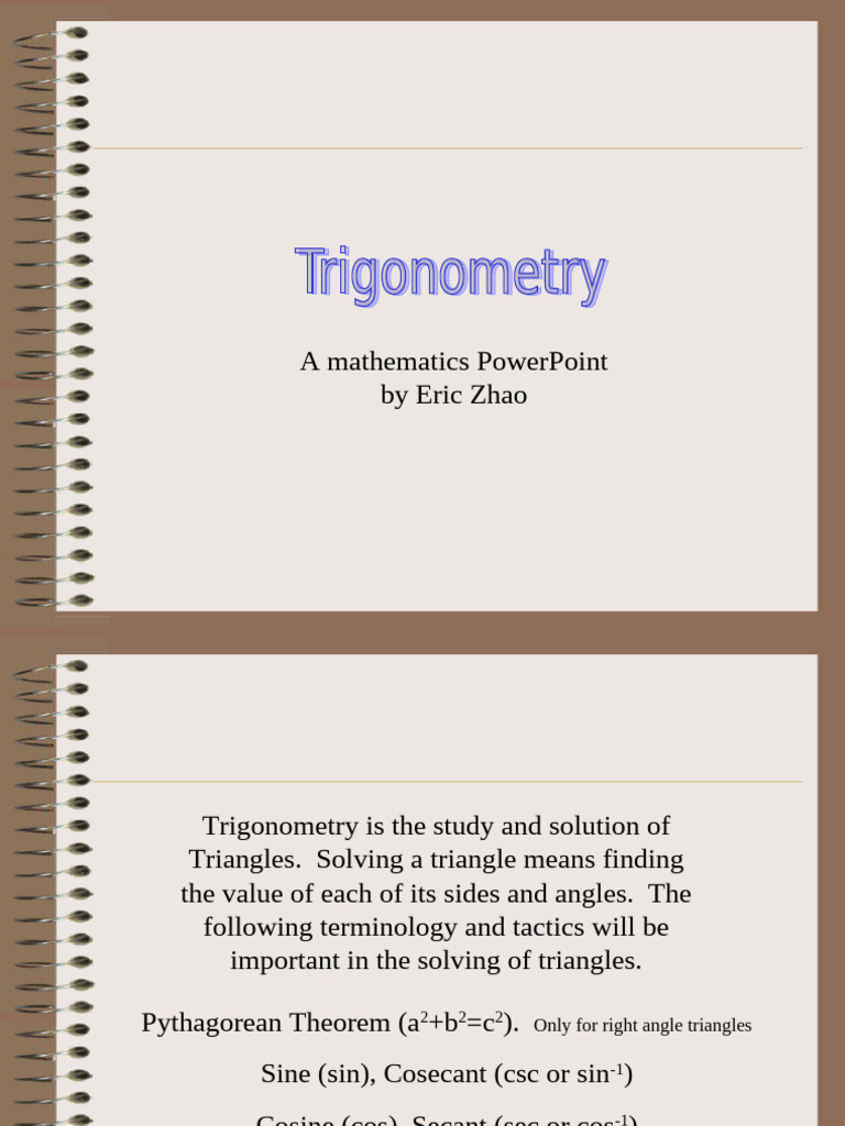 Trigonometry Basics and Triangle Solutions | PDF | Trigonometric ...